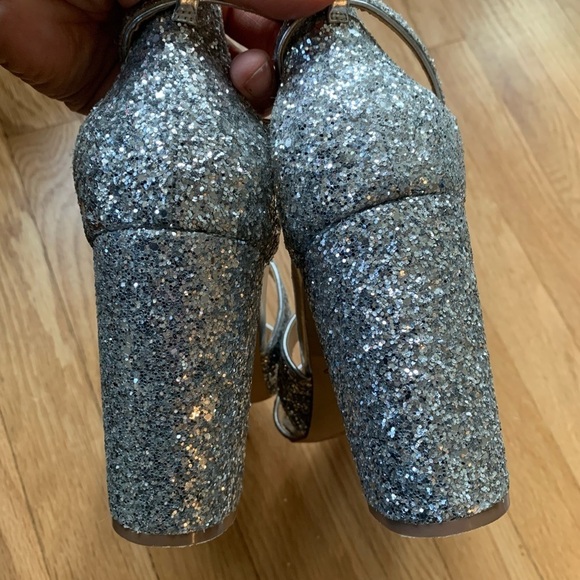 Jewel Badgley Mischka Silver Glitter Strappy Cook Heels/Pumps size 11 - Picture 10 of 11